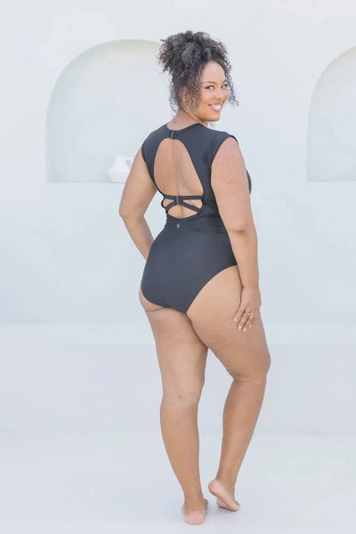 Black Cap Sleeve One Piece - Lilly and Lime US