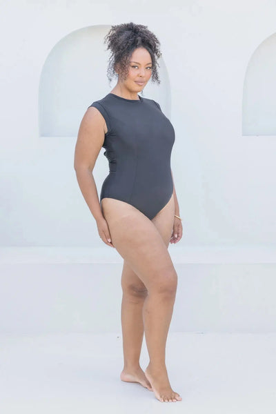 Black Cap Sleeve One Piece - Lilly and Lime US