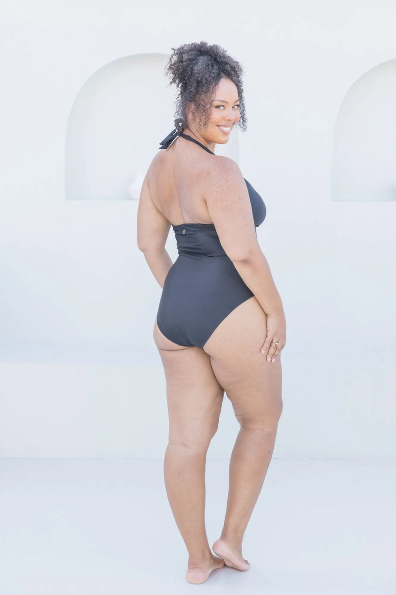 Black Halter Tri One Piece Lilly & Lime US