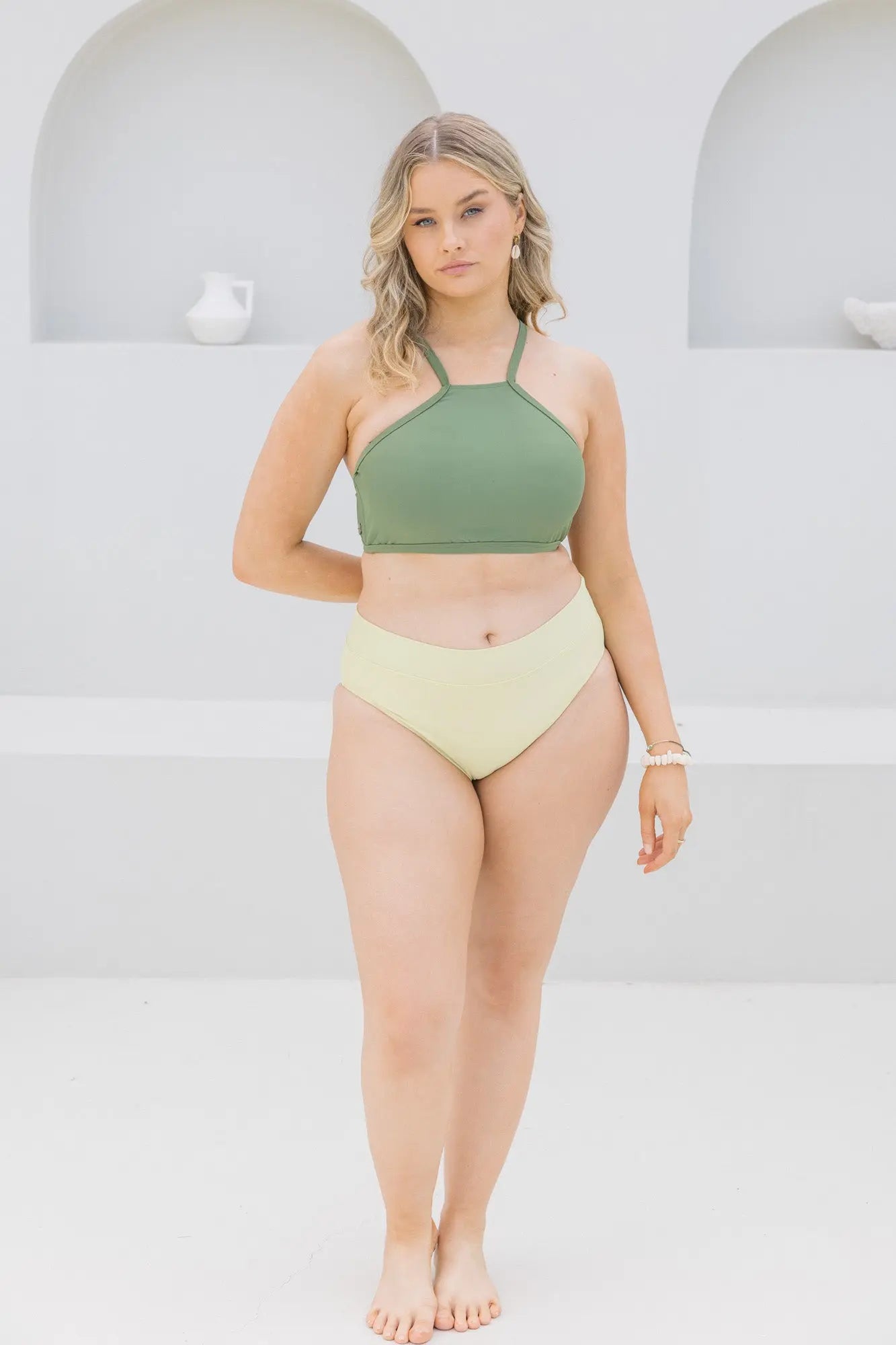 Olive High Neck Top - Lilly and Lime US