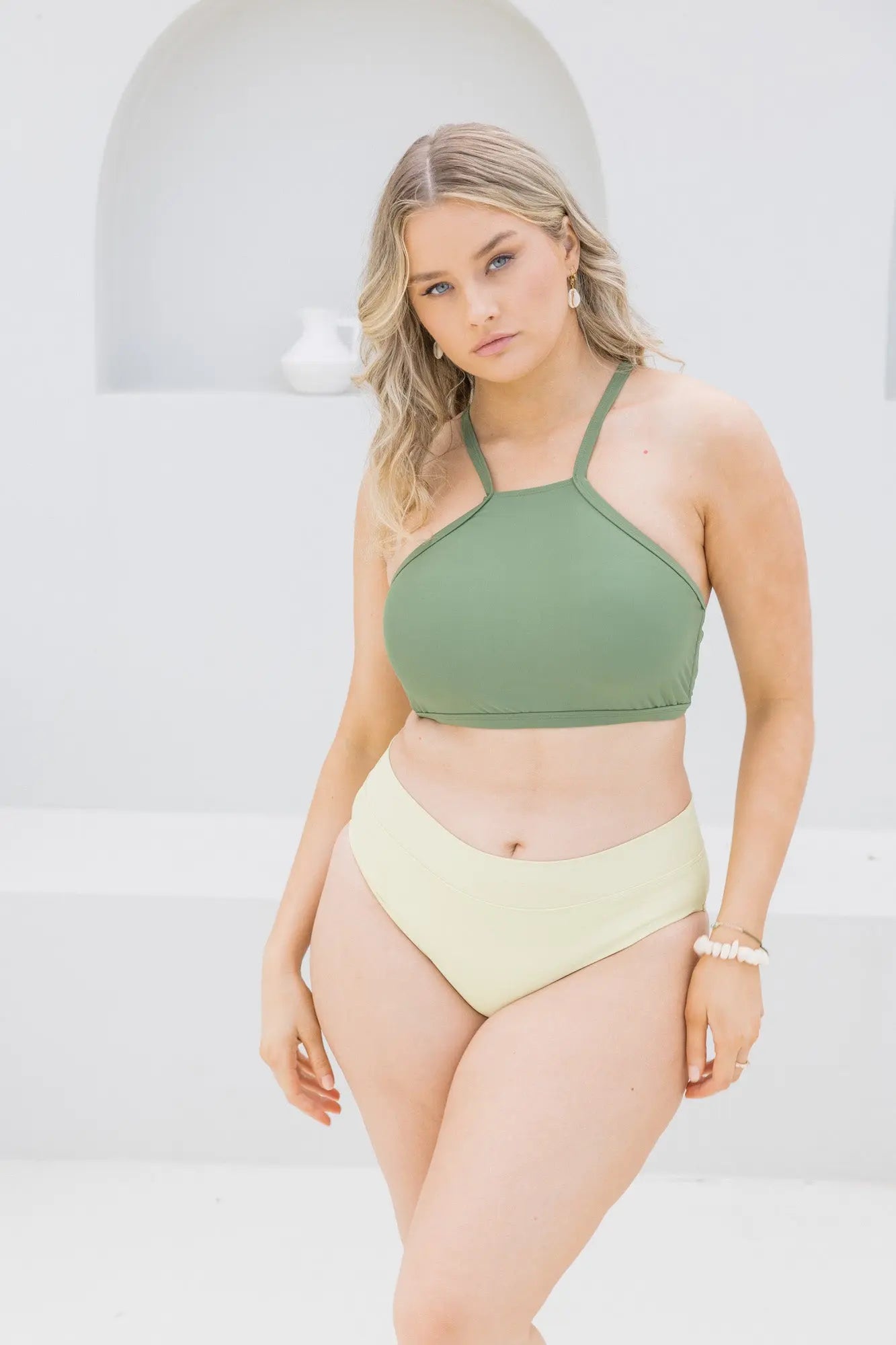 Olive High Neck Top - Lilly and Lime US